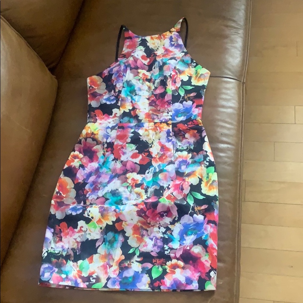 Black halo floral spaghetti strap dress
